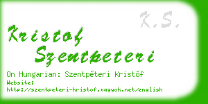 kristof szentpeteri business card